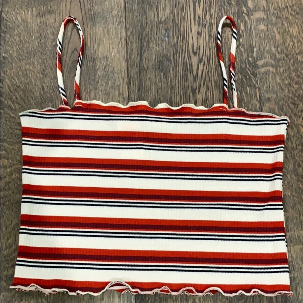 Red and White Striped Crop Top from Tillys